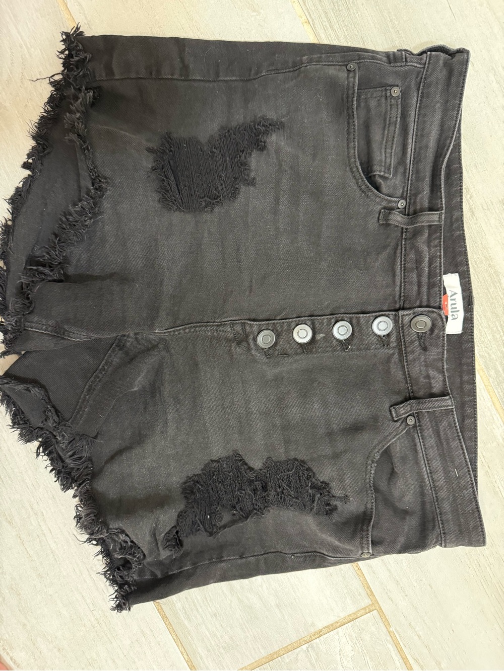 ARULA Black High Waisted Denim Button-Front Jeans